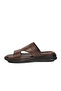 Brown Genuine Leather Double-Strapped Comfortable Sole Men's Slippers M788 m
