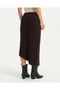 Brown Ecovero ™ Viscose Asymmetrical Midi Skirt with Slits and Gathered Waist with Inner Shorts - 2
