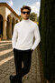 Men's Basic Premium Comfort Long White Sweater - 4