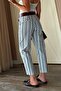 Navy Blue White Striped Carrot Pants - 3