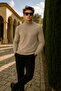 Men's Basic Premium Comfort Long Cream Sweater - 2