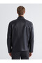 Southblue Black Stand Collar Men's Leather Look Jacket - 8
