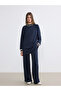 Two Mt Shop Quality Lcw Everyday Navy Blue Diving Fabric Plain Standard & Regular Women's Sweatpants