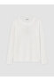 Two Mt Shop Quality Lcw Curve White Ribbed Plain Narrow & Slim Long Sleeve Women's Bodysuit - 5