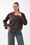 Women's Pleated Detailed Lined Short Trench Coat 265104 - - 2