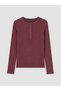 Alita City Farkıyla Lcw Everyday Burgundy Camisole Plain Super Skinny & Extra Narrow Long Sleeve Women's Bodysuit - 6