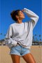 Women's Grimelange Crew Neck Plain Unprinted Oversize Sweatshirt - 2
