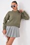 Women's Crew Neck Ribbed Knit Sweater 265162 - - 3