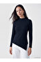 Two Mt Shop Quality Navy Blue Plain Super Skinny & Extra Slim Long Sleeve Women's Bodysuit