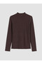 Lcw Modest Brown High Neck Women's Ribbed Bodysuit - 3