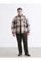 Brown Regular Fit Long Sleeve Plaid Men's Shirt Jacket - 2