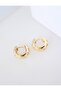 Gold Color Stone Detailed Curved Hoop Earrings - 3
