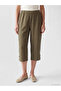 Lcw Grace Khaki Elastic Waist Linen Blend Women's Capri - 2