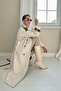 Beige Garnished Trench Coat - 3