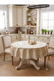 Lace Look Pearlescent Pvc Liquid-Proof Non-Slip Round Tablecloth / Size: 152 cm Circle Cream - 6
