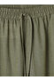 Lcw Petite Khaki Elastic Waist Linen Blend Women's Trousers - 4