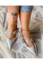Veroni̇ka Silver Patent Leather 2-Buckle Low-Heel Sandals - 2