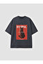 Two Mt Shop Quality Lcw Vision Anthracite Combed Cotton Printed Comfortable & Relaxing Short Sleeve Women's T-Shirt - 5