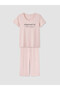 Alita City with a Difference from Lcw Dream Pink Combed Cotton Printed Short Sleeve Women's Pajama Set - 5
