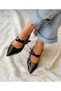 VERONICA BLACK Patent Leather 2 BUCKLE SHORT HEEL SANDALS - 4