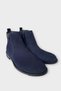 Nubuck Genuine Leather Double Zipper Men's Boots Dark Blue - 6