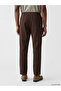 Xside Brown Loose Fit Linen Look Men's Trousers - 4