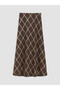 Alita City Lcw Grace Brown Polyviscon Diamond Patterned Midi Women's Skirt with a Difference - 6