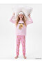 Lcw Kids Pink Crew Neck Printed Girls Pajama Set