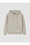 Xside Beige Hooded Men's Zipper Sweatshirt - 5