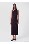 Lcw Everyday Burgundy Asymmetrical Collar Gathered Soft Touch Dress