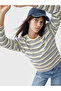 Two Mt Shop Quality Xside Yellow Combed Cotton Striped Oversize Long Sleeve Women's T-Shirt - 2