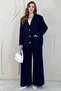 Navy Blue Button Detailed Oversized Muslin Set - 3