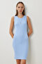 Pack of 2 Basic Ribbed Knitted Mini Dress Lub0392 Anthracite Sky Blue - 6