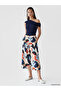 Lcw Everyday Blue Elastic Waist Patterned Women's Capri