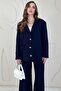 Navy Blue Button Detailed Oversized Muslin Set