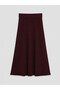 Lcw Modest Burgundy Elastic Waist Hair Braid Patterned Knitwear Skirt - 6