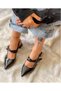 VERONICA BLACK Patent Leather 2 BUCKLE SHORT HEEL SANDALS - 3