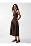 Xside Brown Flared Skirt with Elastic Waist, 100% Cotton - 2