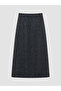 Lcw Grace Anthracite Elastic Waist Patterned Ornamental Buttoned Skirt - 7