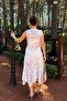 White Guipure Embroidered Blouse Skirt Set - 5