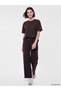 Two Mt Shop Quality Lcw Modest Brown Interlock Plain Loose & Baggy Short Sleeve Women's T-Shirt - 2