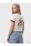 Texx Store Quality Xside Beige Combed Cotton Printed Super Skinny & Extra Narrow Short Sleeve Women's Crop - 2