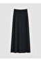 Alita City Lcw Grace Black Interlock Plain Long Women's Skirt with a Difference - 5