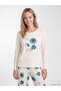 Lcw Dream Ecru Crew Neck Floral Women's Pajamas Set - 2