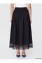 Alita City Lcw Modest Black Gabardine Plain Midi Women's Skirt with a Difference - 4
