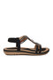 Women's Black Stone Embroidered Ankle Strap Comfortable Soft Sole Stylish Sandals 4056 - 2