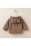 Baby Unisex Teddy Bear Ears Hooded Plush Cardigan Zipper Soft Textured Winter Casual Wear - 2