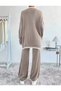 Women's Knitwear Set with Contrast Stitching Detail, Sweater and Pants - 6