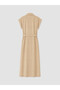 Two Mt Shop Quality Lcw Studio Beige Plain Standard & Regular Jacket Collar Long Dress - 8