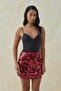 Burgundy sequin detail mini skirt - 4
